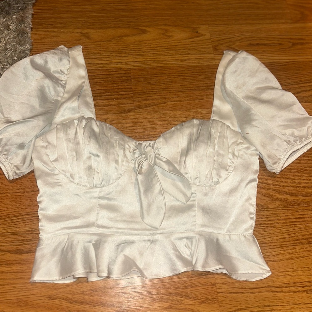 Elegant White Satin Women's Top